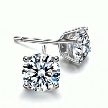 2.10 ct Ladies Round Cut Diamond Stud Earrings Push Back in Silver